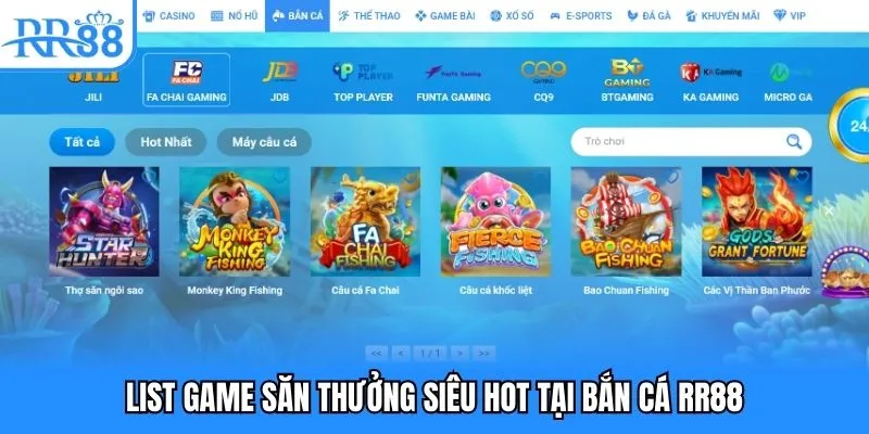 List game săn thưởng siêu hot tại bắn cá RR88 List game săn thưởng siêu hot tại bắn cá RR88